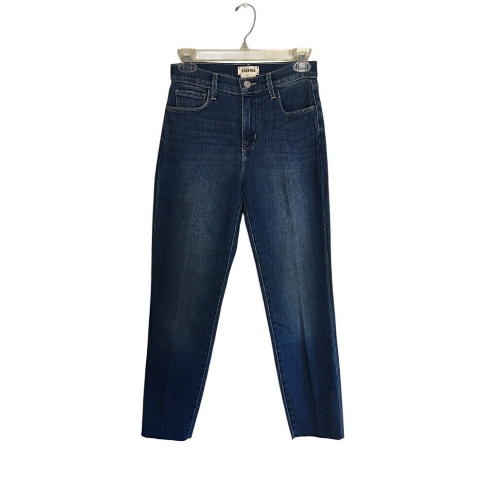L'Agence Jeans Women's Size 25 Blue Sequoia El Matador French Slim Raw Hem